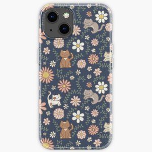 Flower Meower (Navy) iPhone Case